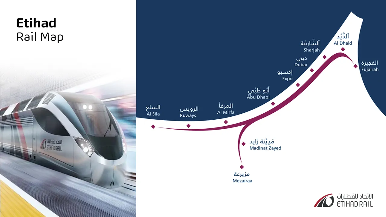 Карта железных дорог Etihad