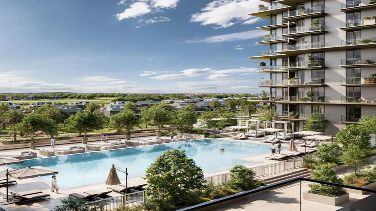 شقة بغرفة نوم واحدة مطلة على ملعب الجولف مع عائد استثماري مرتفع للبيع في كلوب بليس، دبي هيلز استيت معرض 7